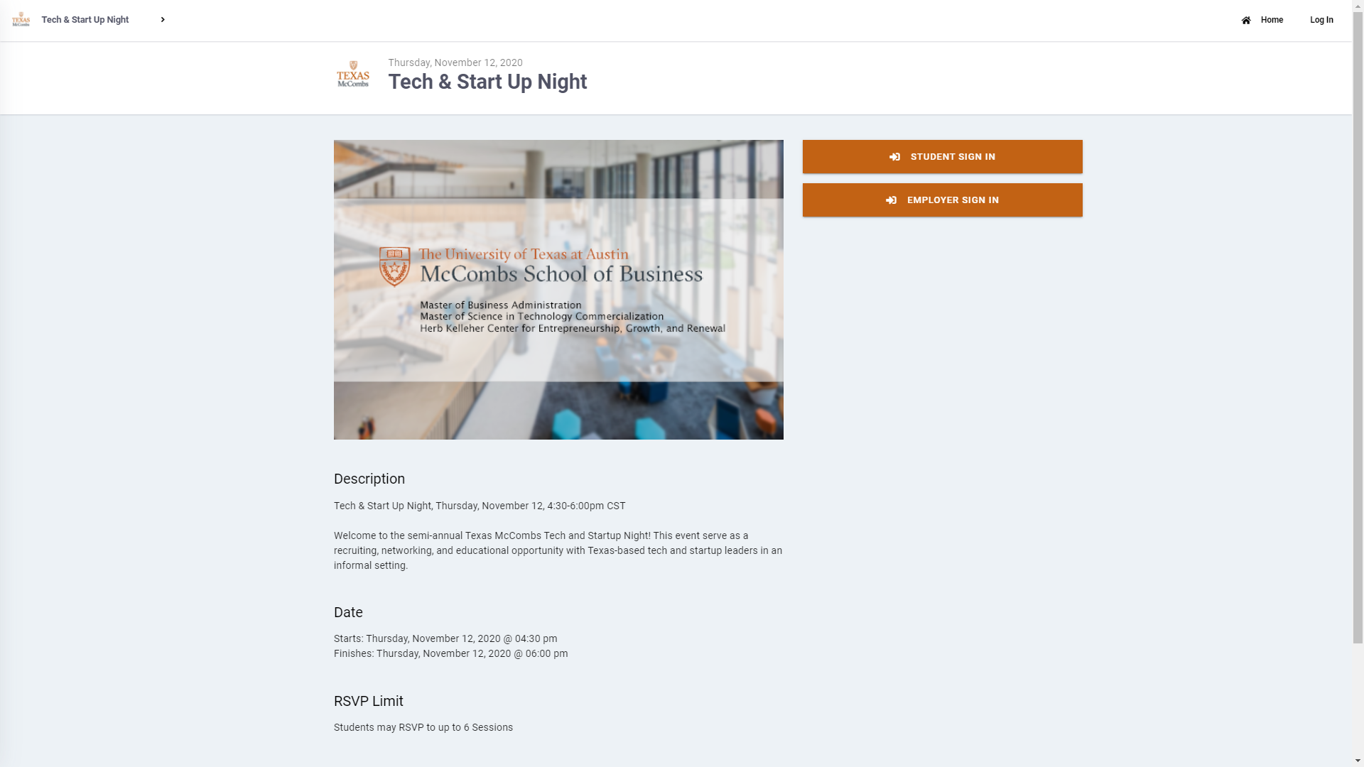 McCombs Tech and Startup Night Event Description