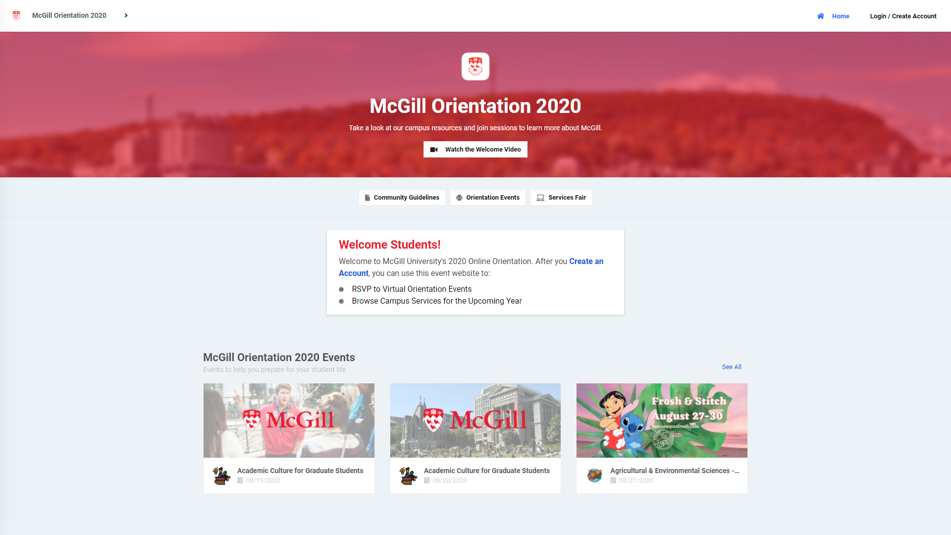 McGill Orientation Events Overview